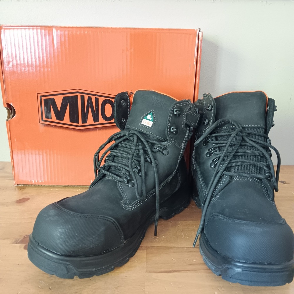 MWork Chairman Work Boots Mens 8.5 Black Excellent Safety Toe Side Zip MW2302-11